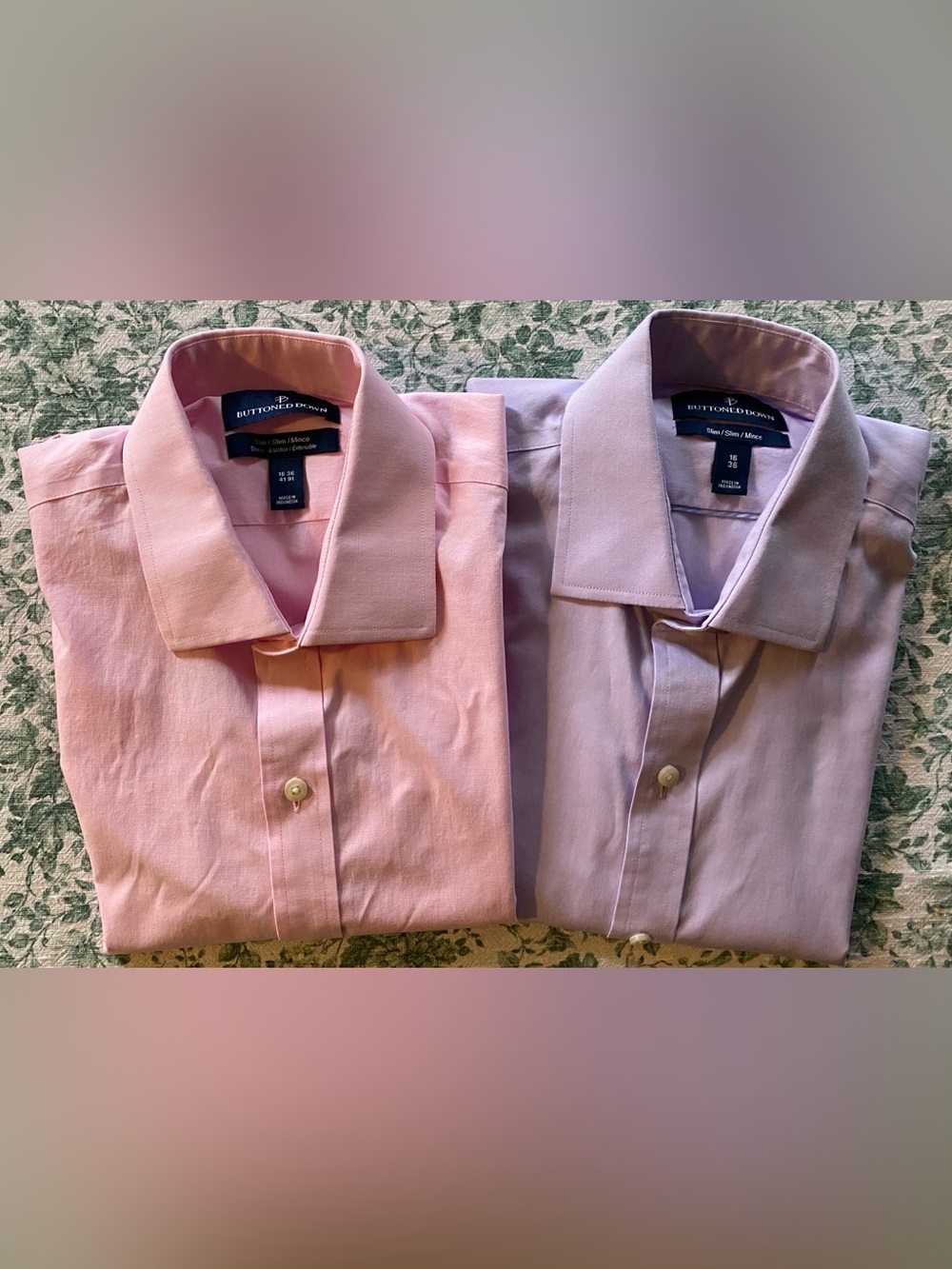Men’s Amazon Brand Buttoned Down Slim, Stretch Long Sleeve Dress Shirt 2 Pc Set